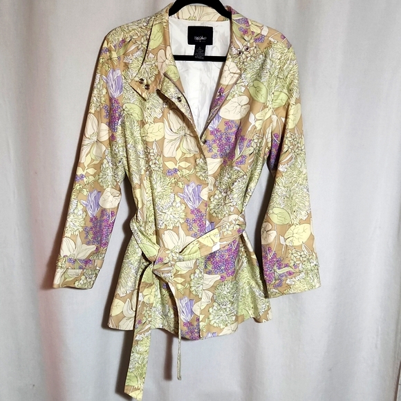 Mossimo Women's Floral Mid Length Full Zip Jacket  Large EUC!! - Picture 10 of 10